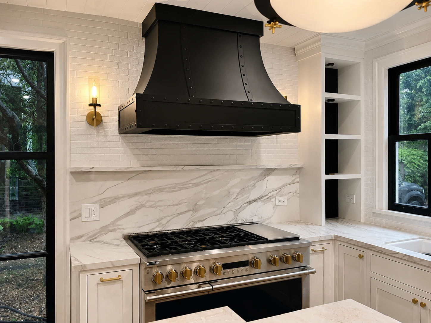 Riveted wood hood cabinet